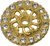 Caché small round escutcheon with 16 Swarovski Clear Crystals in Gilded Mercury. 884-8C