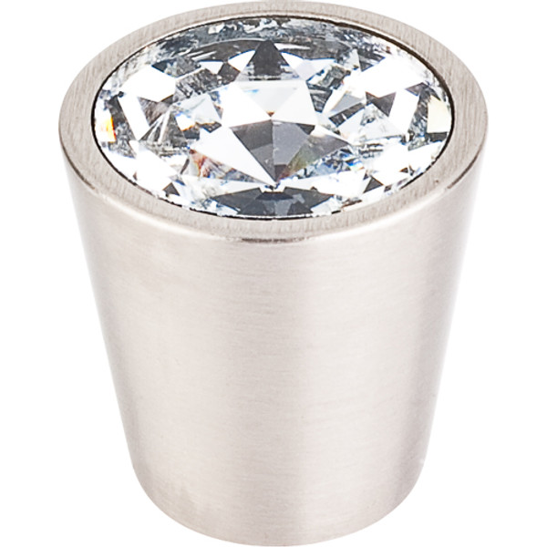 Clear Crystal Center Knob 1 1/16''   TK135  in Brushed Satin Nickel Shell