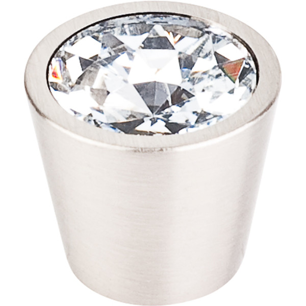 Clear Crystal Center Knob 3/4''   TK136  in Brushed Satin Nickel Shell