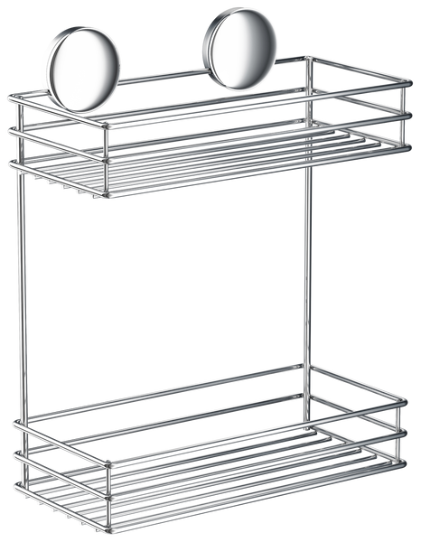 Self Adhesive Double Shower Basket In Polished Chrome B1202  in Polished Chrome