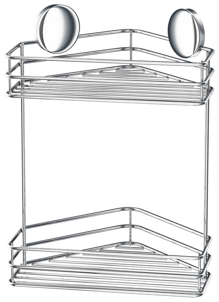 Self Adhesive Double Corner Shower Basket In Polished Chrome B1203  in Polished Chrome