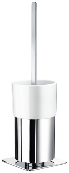 Outline Toilet Brush with Porcelain Glass Container In Polished Chrome / White Porcelain FK321P  in Polished Chrome