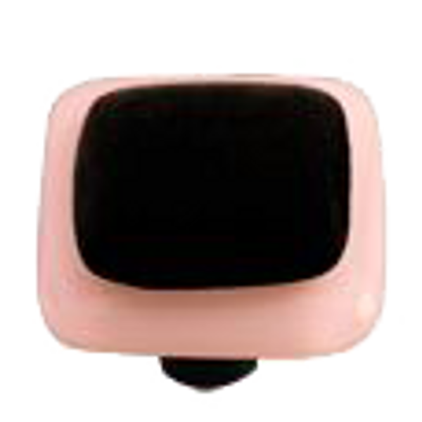 Border Collection Black Knob with Petal Pink Border