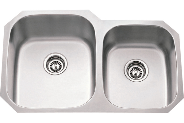 16 Gauge 6040  Undermount Sink Larger Left Bowl 801L  in Stainless Steel