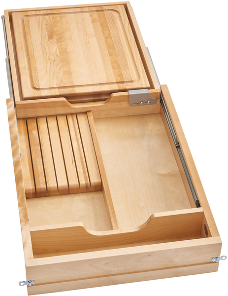 Rev-A-Shelf 16.5 in Knife and Cutting Board Drawer Kit Soft Close 4KCB-419FLSC-1