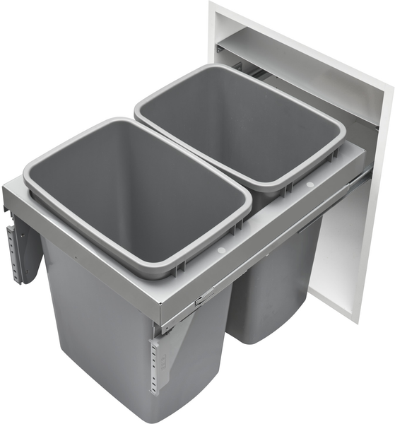 Rev-A-Shelf Double 35 Qrt Steel Top mount Waste Container 53TM-1835GSCDM2-FL