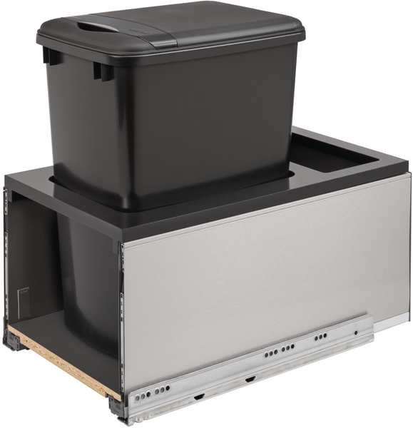 Rev-A-Shelf 33 Qrt LEGRABOX Pull-Out Waste Container w/Soft-Close 5LB-1535SSBL-118
