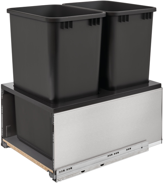 Rev-A-Shelf Double 50 Qrt LEGRABOX Pull-Out Waste Container w/Soft-Close 5LB-1850SSBL-218
