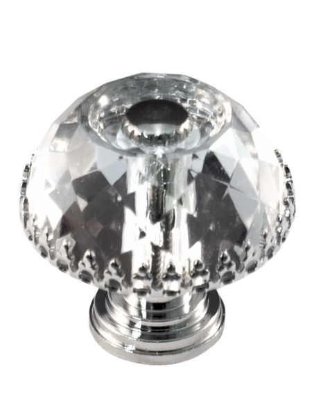 Round with Frame 1-1/8'' Crystal Knob with Polished Chrome Base