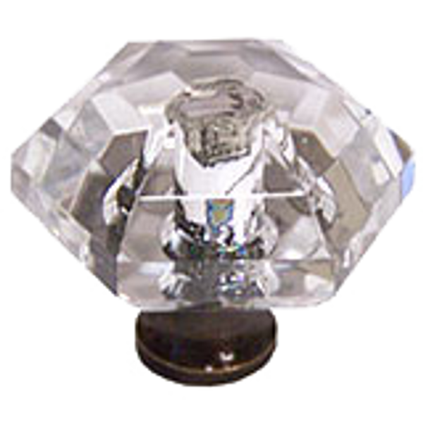 Hexagon 1-1/8'' Crystal Knob with Bronze Base