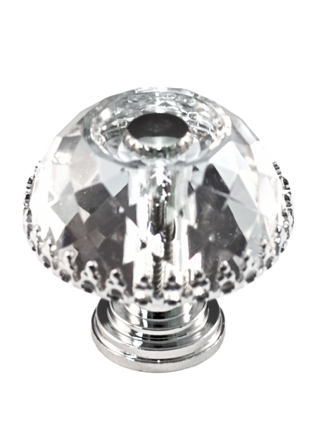 Round with Frame 1-1/2'' Crystal Knob with Polished Chrome Base