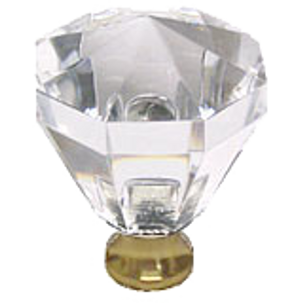 Octagon 1-1/4'' Crystal Knob with Polished Brass Base