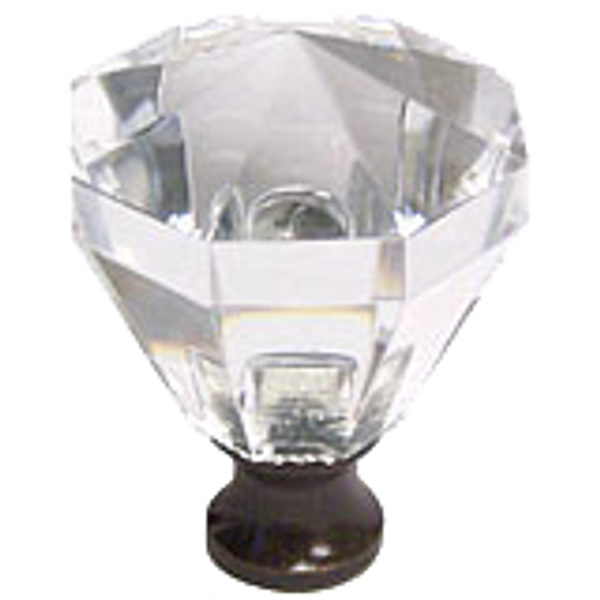 Octagon 1-1/4'' Crystal Knob with Bronze Base