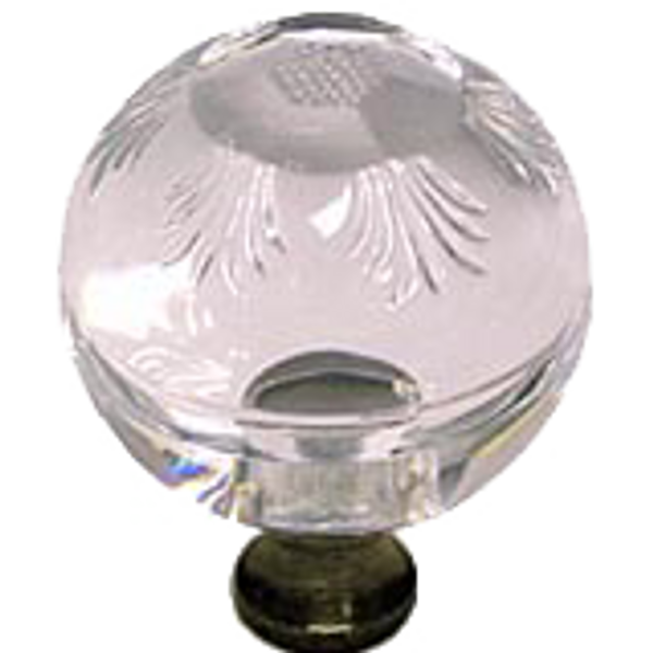 Round 1-3/8'' Crystal Knob with Antique Brass Base