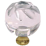 Round 1-3/8'' Crystal Knob with Polished Brass Base