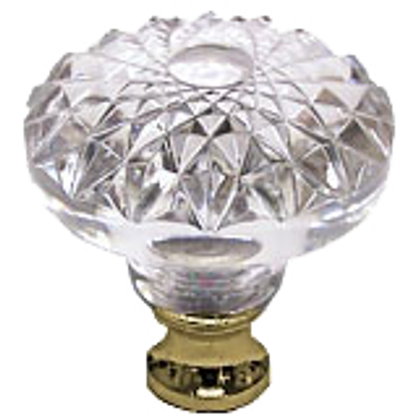 Round 1-3/8'' Crystal Knob with Polished Brass Base