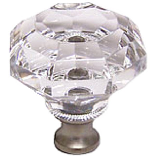 Octagon 1-1/4'' Crystal Knob with Satin Nickel Base