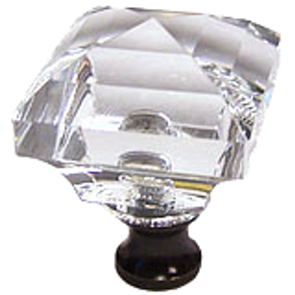 Square 1-1/4'' Crystal Knob with Bronze Base