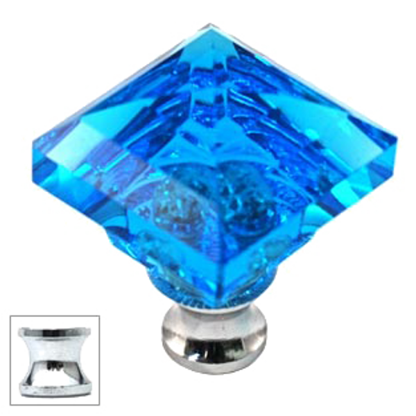 Aqua Square 1-1/4'' Crystal Knob with Polished Chrome Base