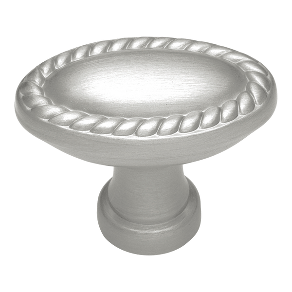 1-38 In. x 78 In. Satin Nickel Annapolis Solid Brass Oval Cabinet Knob P404 in Satin Nickel