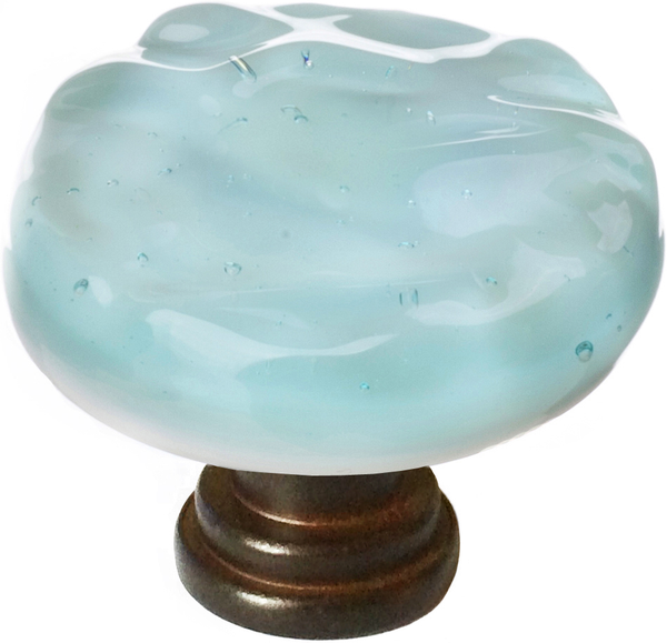 Glacier Light Aqua Round Knob with Base R-208