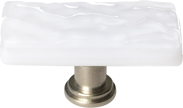 Skinny Glacier White Long Knob with Satin Nickel Base SLK_212-SN