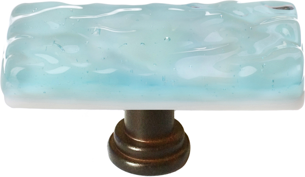 Skinny Glacier Light Aqua Long Knob with Oil Rubbed Bronze Base SLK-208-ORB