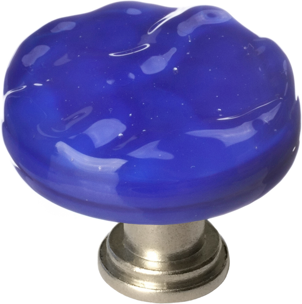 Glacier cobalt round knob with Polished Chrome Base R-221