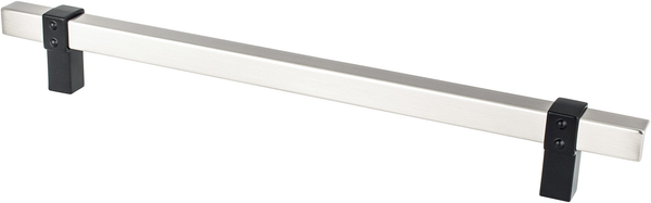 Rivet Rebel 224mm CC Brushed Nickel Bar and Matte Black Posts Pull 5124-4BPN55-P