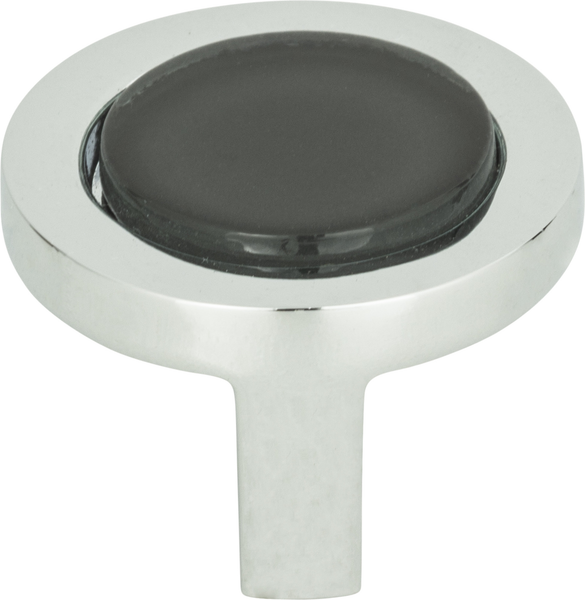 Spa Black Round Knob 1 1/4'' Polished Chrome 229-BLK-CH