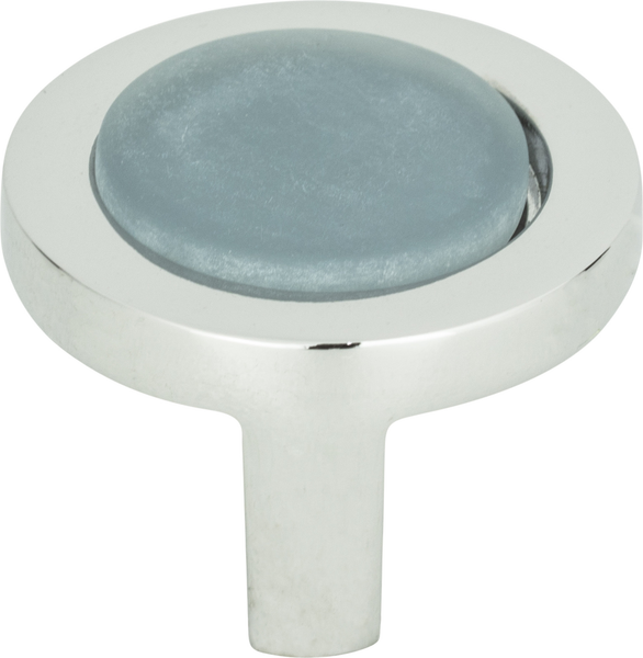 Spa Blue Round Knob 1 1/4'' Polished Chrome 229-BLU-CH