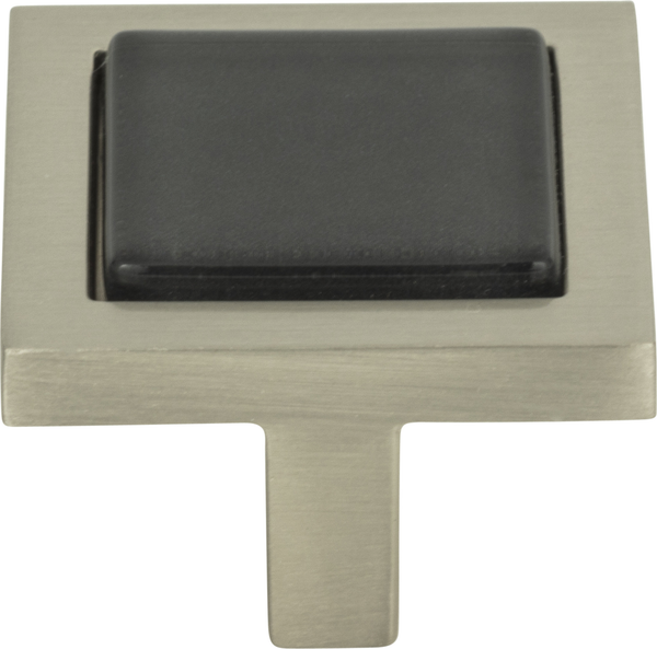 Spa Black Square Knob 1 3/8'' Brushed Nickel 230-BLK-BRN