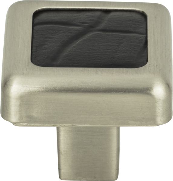 Paradigm Square Knob 1 1/4'' BN & Black Croc Leather 3149-BN-CRC