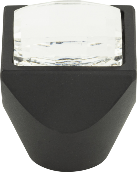 Crystal Large Square Knob 1'' Matte Black 3196-BL