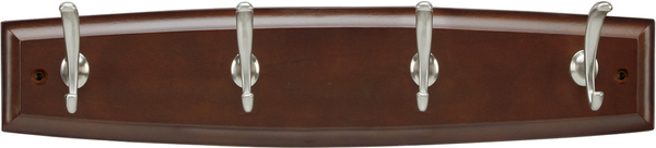 Luna Collection Hook Rail 18'' Long Cherry Stained with Satin Nickel Finish C25006-CSSN