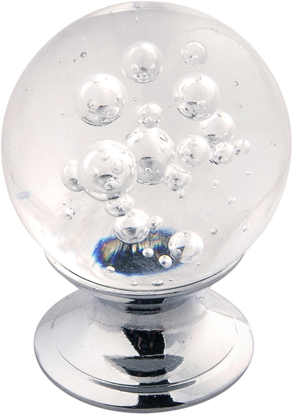 Crystal Palace Collection Knob 1-1/4'' Diameter Glass with Chrome Finish HH075809-GLCH