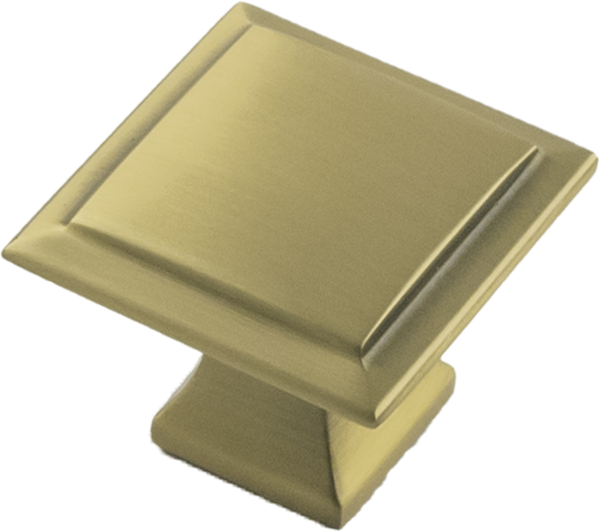 Studio II Collection Knob 1-1/4'' Square Brushed Golden Brass Finish B055555-BGB