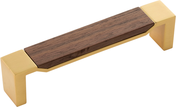 Fuse Collection Pull 5-1/16'' cc Brushed Golden Brass with Walnut Finish B076620WN-BGB