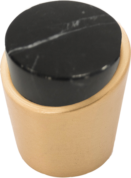 Firenze Collection Knob 1-1/4'' diam Black Marble with Brushed Golden Brass Finish B077038MB-BGB