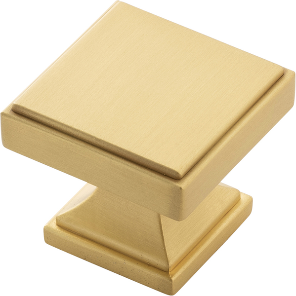 Brownstone Collection Knob 1-3/8'' Square Brushed Golden Brass Finish B077460-BGB