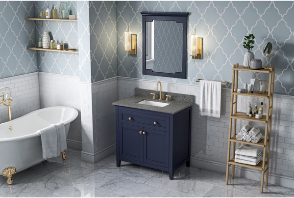 Chatham 36'' Hale Blue Vanity, Boulder Cultured Marble Vanity Top, undermount rectangle bowl VKITCHA36BLBOR