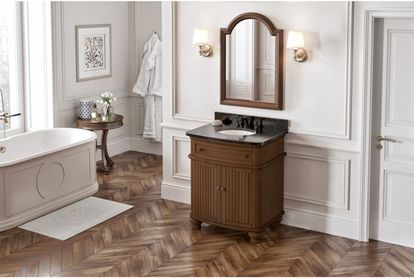 Compton 30'' Walnut Vanity, -only Black Granite Vanity Top, undermount oval bowl VKITCOM30WABGO