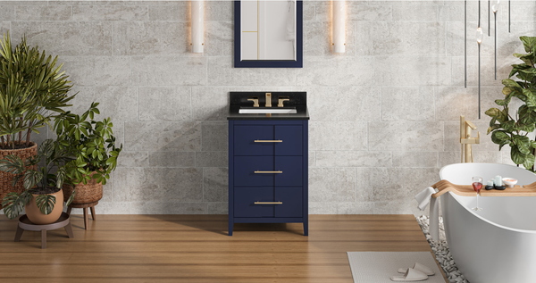 Katara 24'' Hale Blue Vanity, Black Granite Vanity Top, undermount rectangle bowl VKITKAT24BLBGR