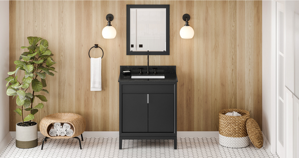 Theodora 30'' Black Vanity, Black Granite Vanity Top, undermount rectangle bowl VKITTHE30BKBGR Theodora 30'' Black Vanity, Black Granite Vanity Top, undermount rectangle bowl VKITTHE30BKBGR