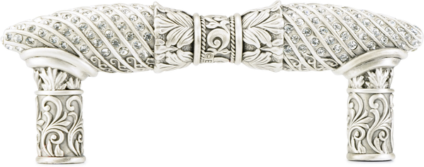 Fontainebleau 3'' cc Pull, Decorated With Swarovski® Clear Crystal, Matte Silver Finish 7671MS