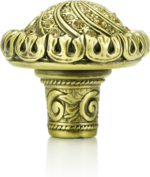 Fontainebleau Knob, Lt. Colorado Topaz Crystal Burnish Brass Finish 7719BB