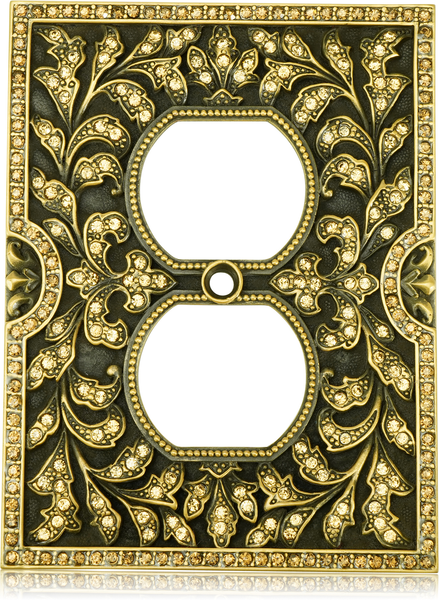 Double Outlet Switch Cover, Lt. Colorado & Smoke Topaz Cr. Museum Gold Finish 7968/9