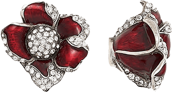 Chartres Knob, Garnet With Clear Crystal Burnish Silver Finish 8011/26