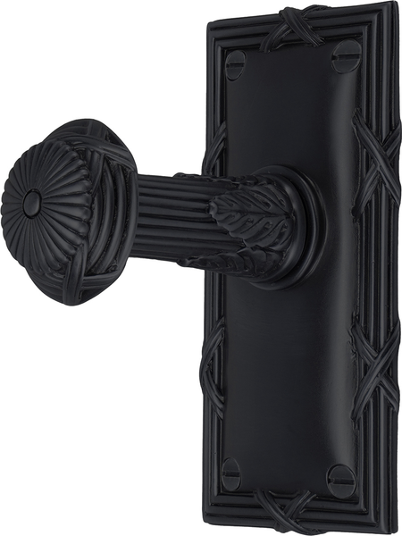 Hyde Park Hook, Rectangular Back Plate, Matte Black Finish 2257/4
