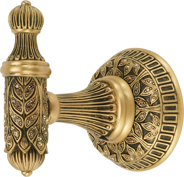 Hampton Crystalized Small Hook, Decorated With Lt Smoked Topaz & Lt Colorado Topaz Swarovski Crystals, Museum Gold Finish 2556/9